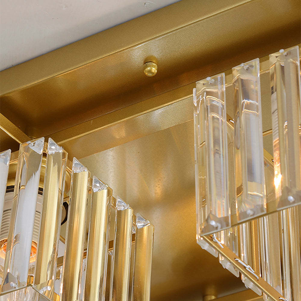 Four Bulbs Cube Crystal Bedroom Ceiling Light