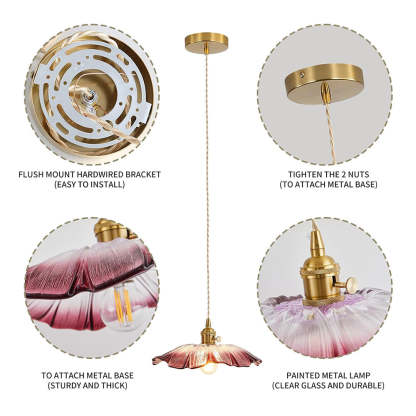 Vintage Flower Shape Glass Pendant Light For Dining Room