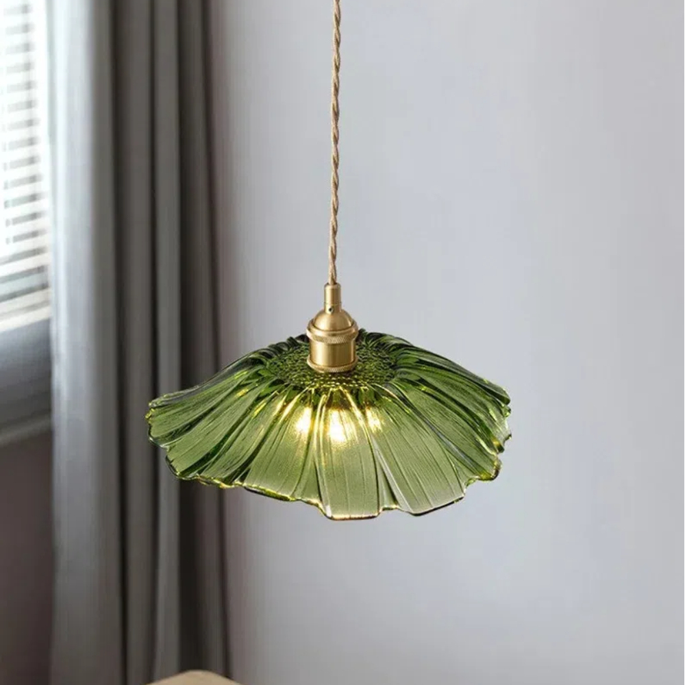 Vintage Flower Shape Glass Pendant Light For Dining Room