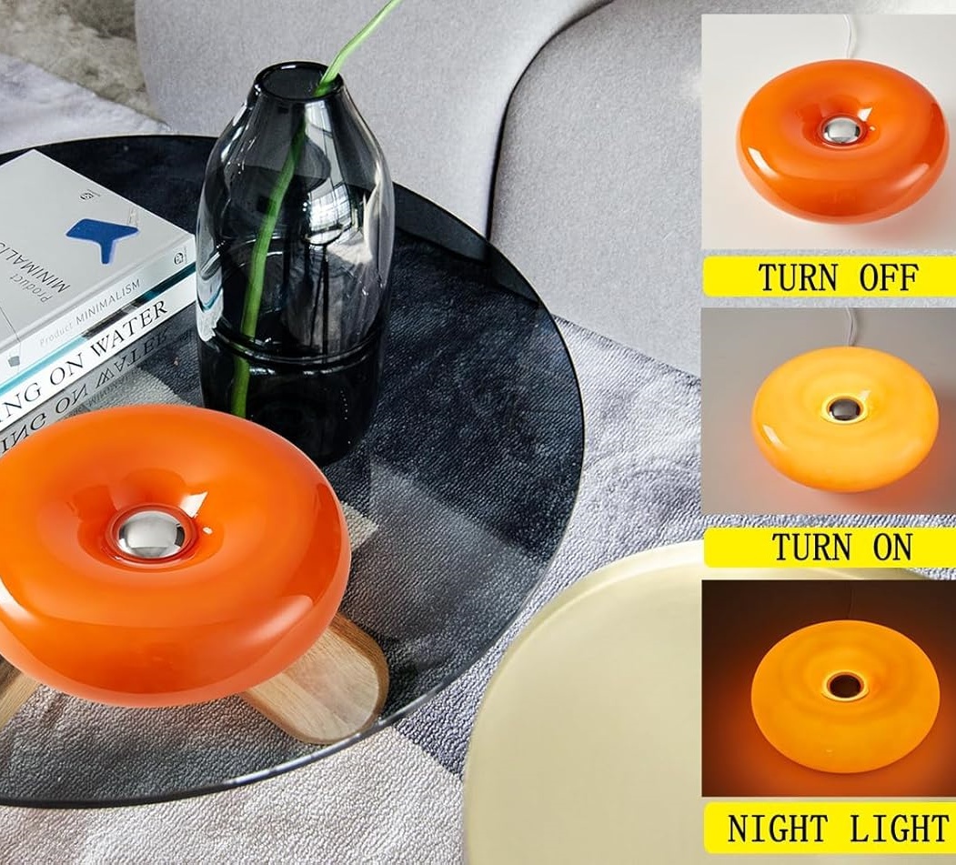 Cute Donut Glass Orange Table Light