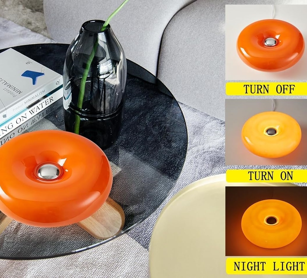 Cute Donut Glass Orange Table Light