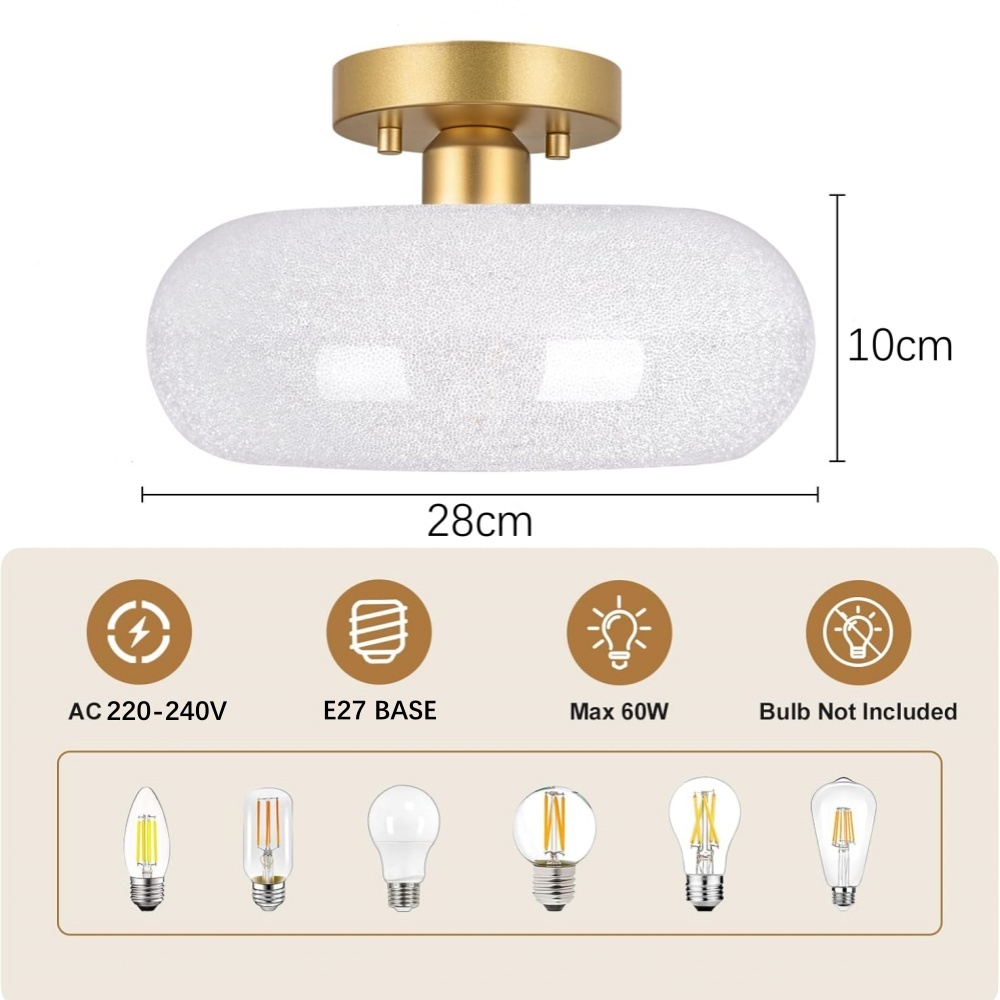 Refined Elegant Round Glass Living Room Semi Flush Ceiling Lights