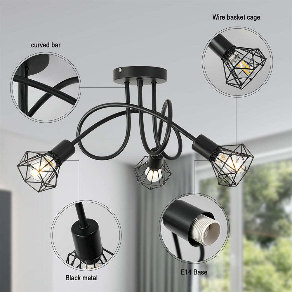 Industrial Stylish Refined Iron Living Room Ceiling Lights