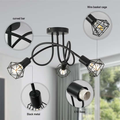 Industrial Stylish Refined Iron Living Room Ceiling Lights