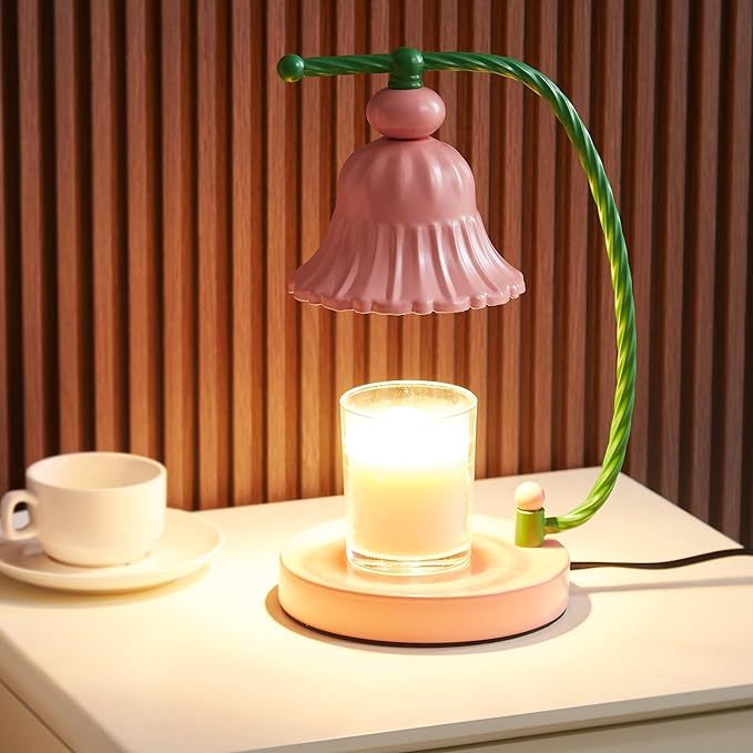 Modern Glass Pink Cute Bedroom Candle Warmer Lamp