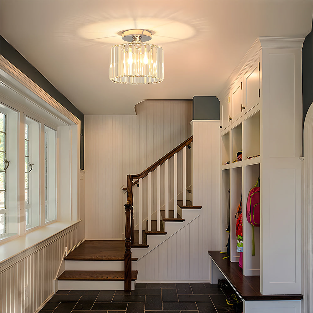 Modern Crystal Prism Drum Hallway Ceiling Light