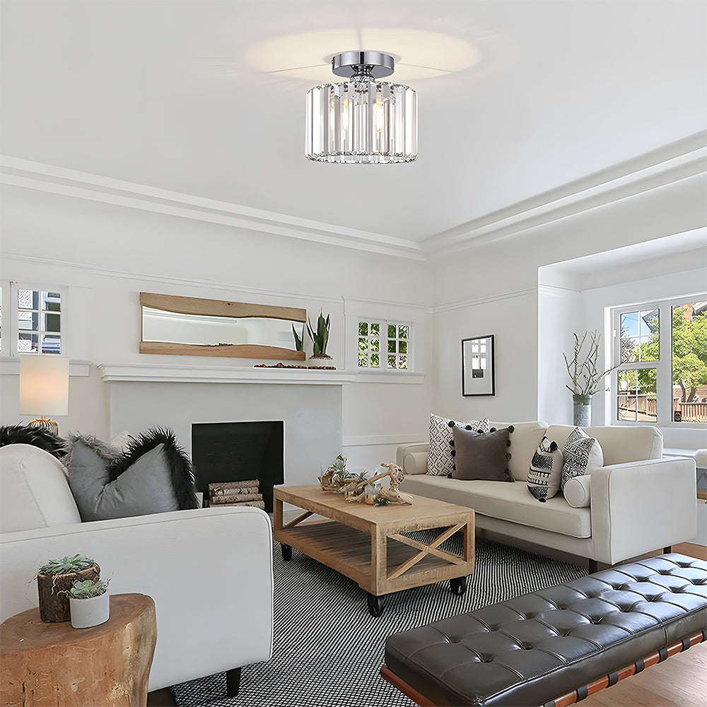 Modern Crystal Prism Drum Hallway Ceiling Light