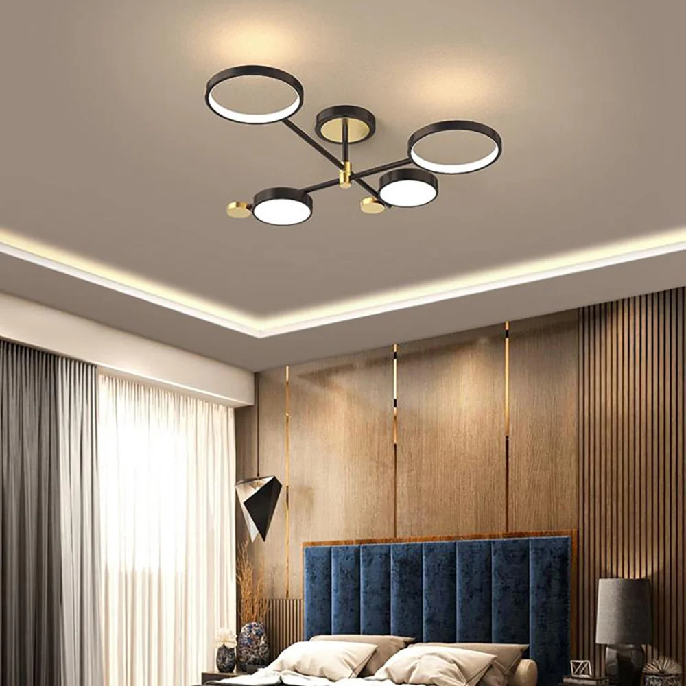 Circular Gold And Black LED Living Room Ceiling Light