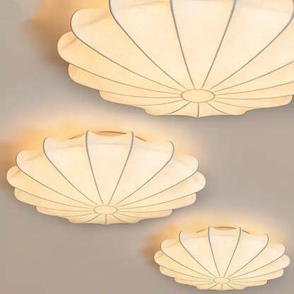 White Silk Flush Mount Ceiling Light -Homdiy