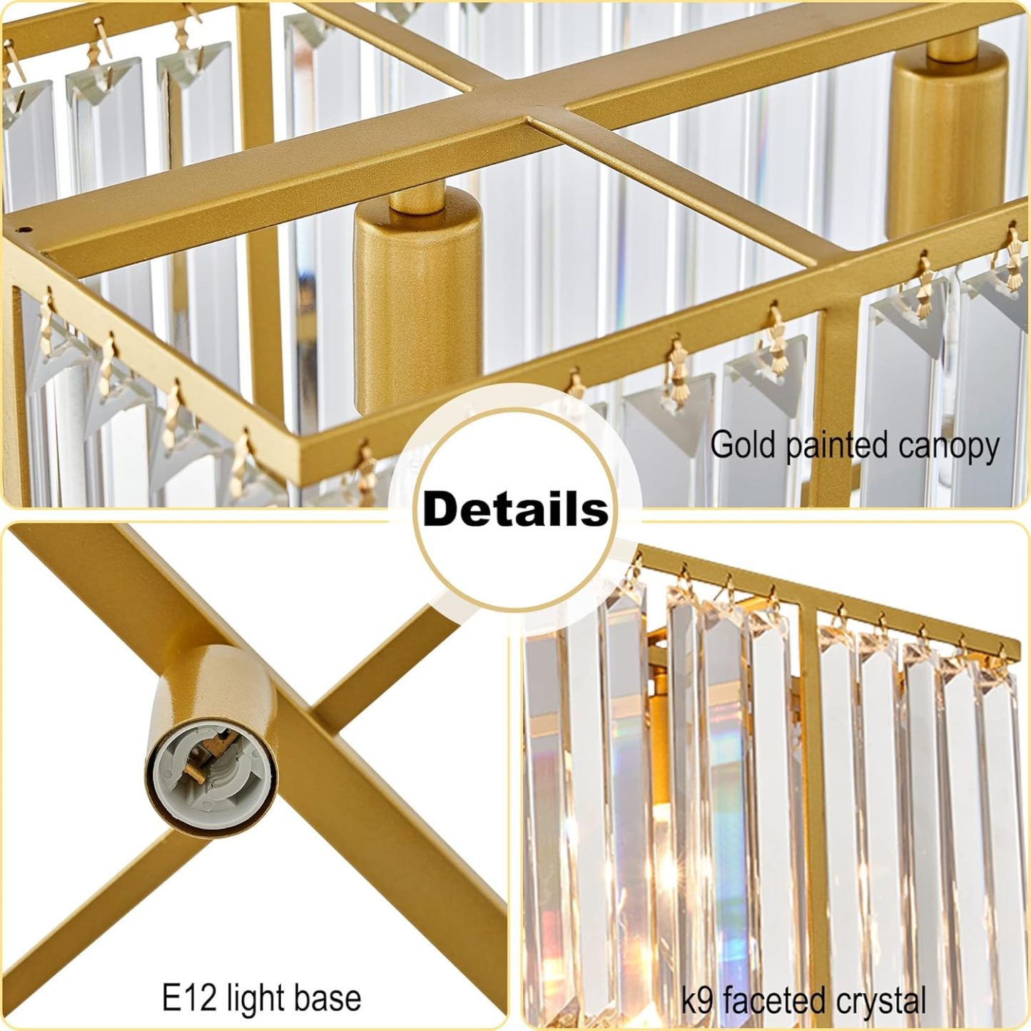 Nordic Square Crystal Island Lamps For Kitchen