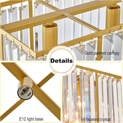 Nordic Square Crystal Island Lamps For Kitchen