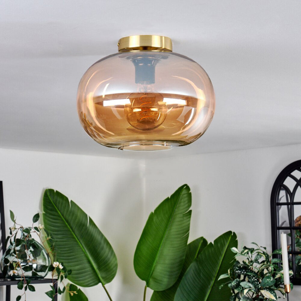 Modern Amber Glass Ceiling Lights For Living Room