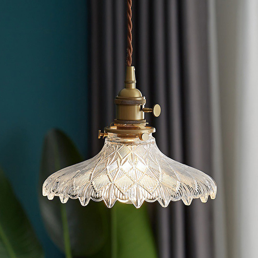 Vintage Glass Transparent Pendant Lighting For Bedroom
