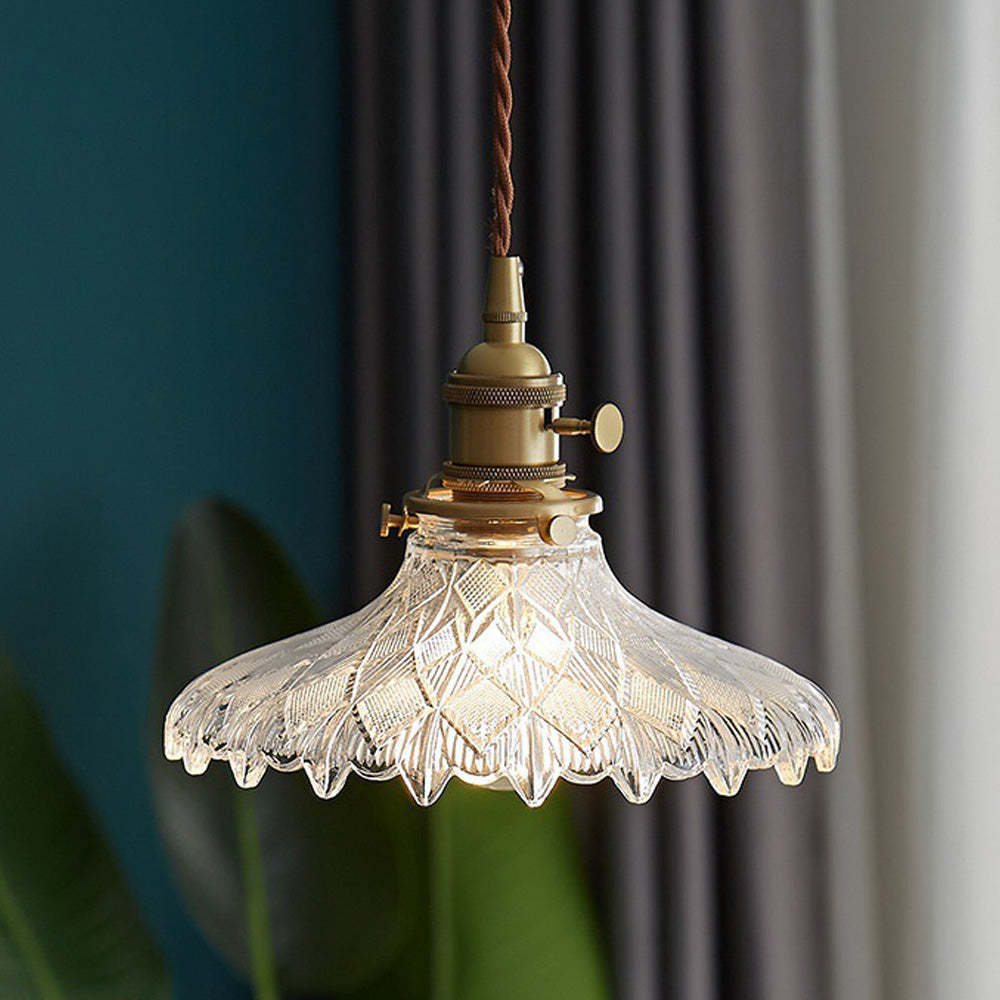 Vintage Glass Transparent Pendant Lighting For Bedroom