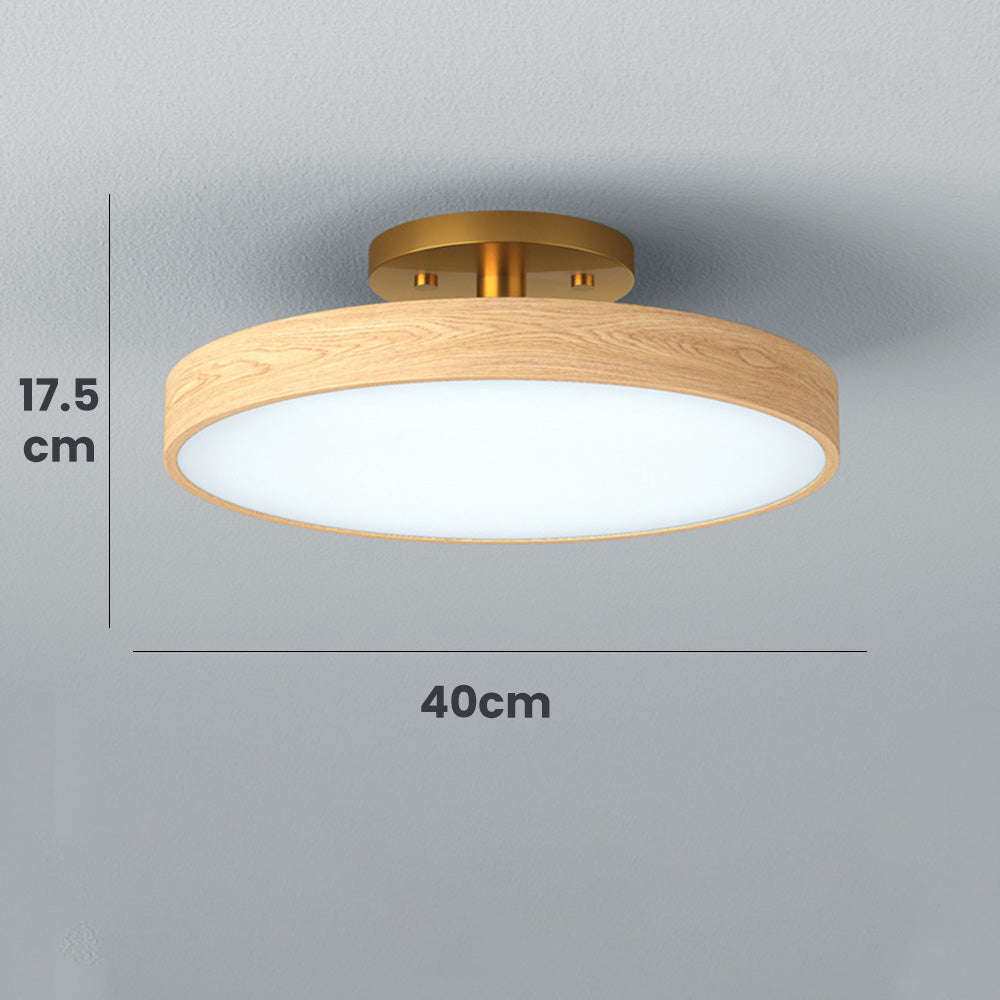 Round Wood LED Ceiling Lights For Bedroom 