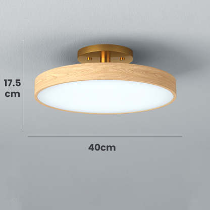 Round Wood LED Ceiling Lights For Bedroom 