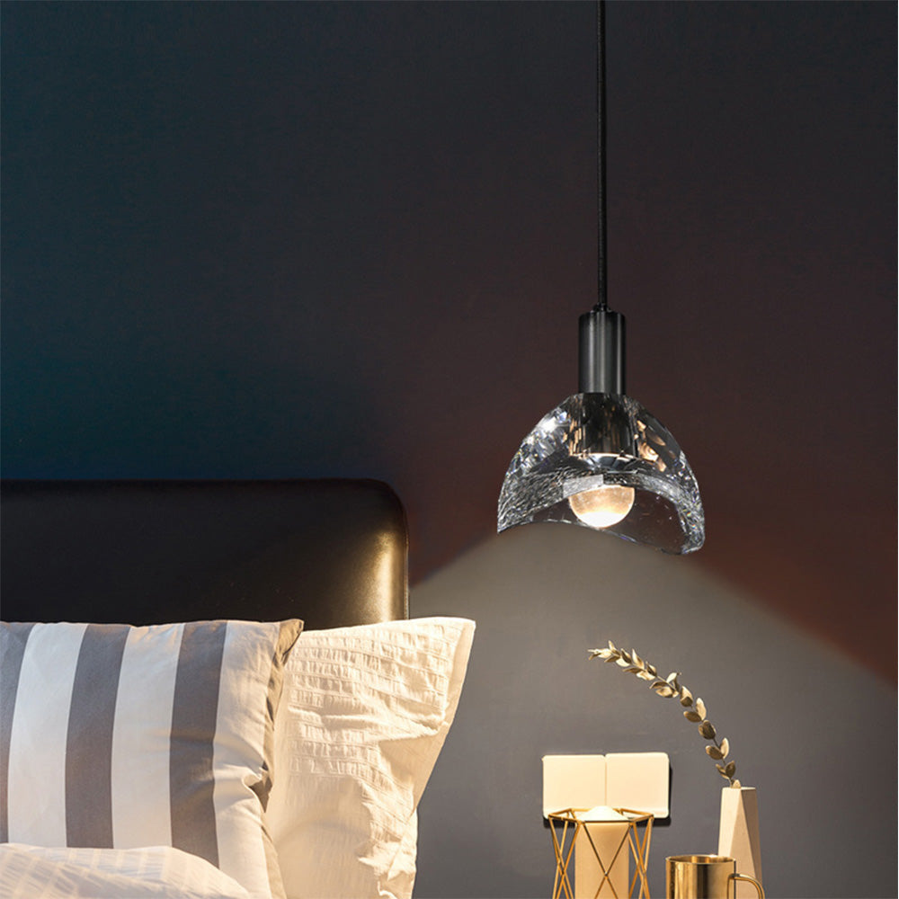 Modern Black Irregular Crystal LED Pendant Lighting