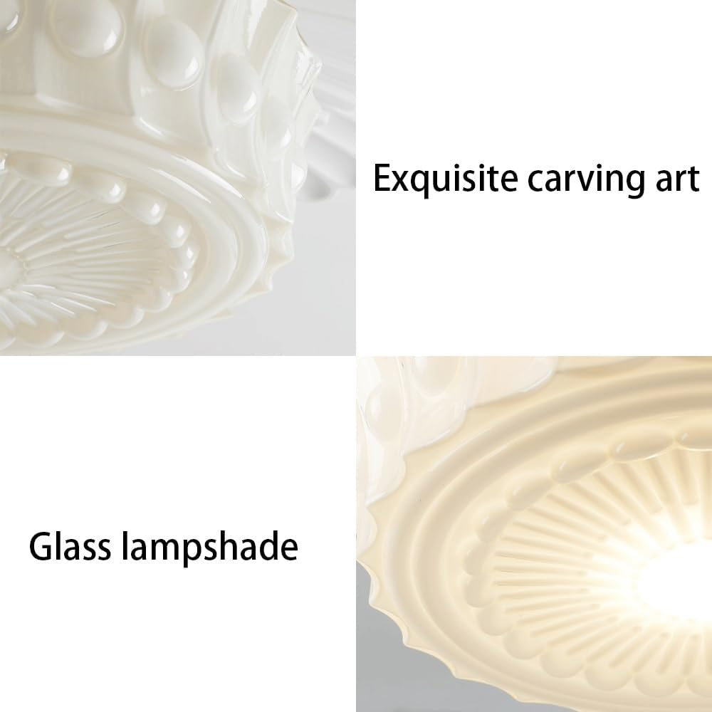 Retro Style Glass Beige Pendant Lamp