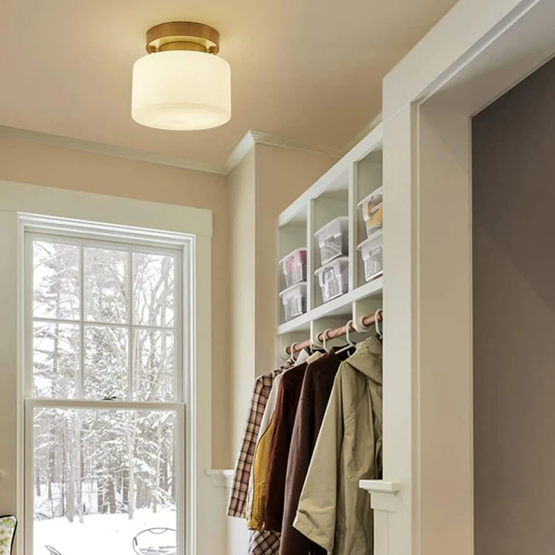 Minimalist Brass White Semi-Flush Ceiling Lighting
