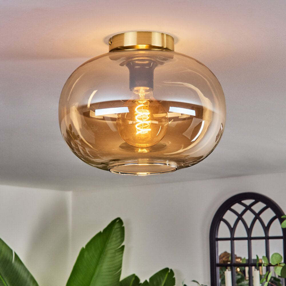 Modern Amber Glass Ceiling Lights For Living Room