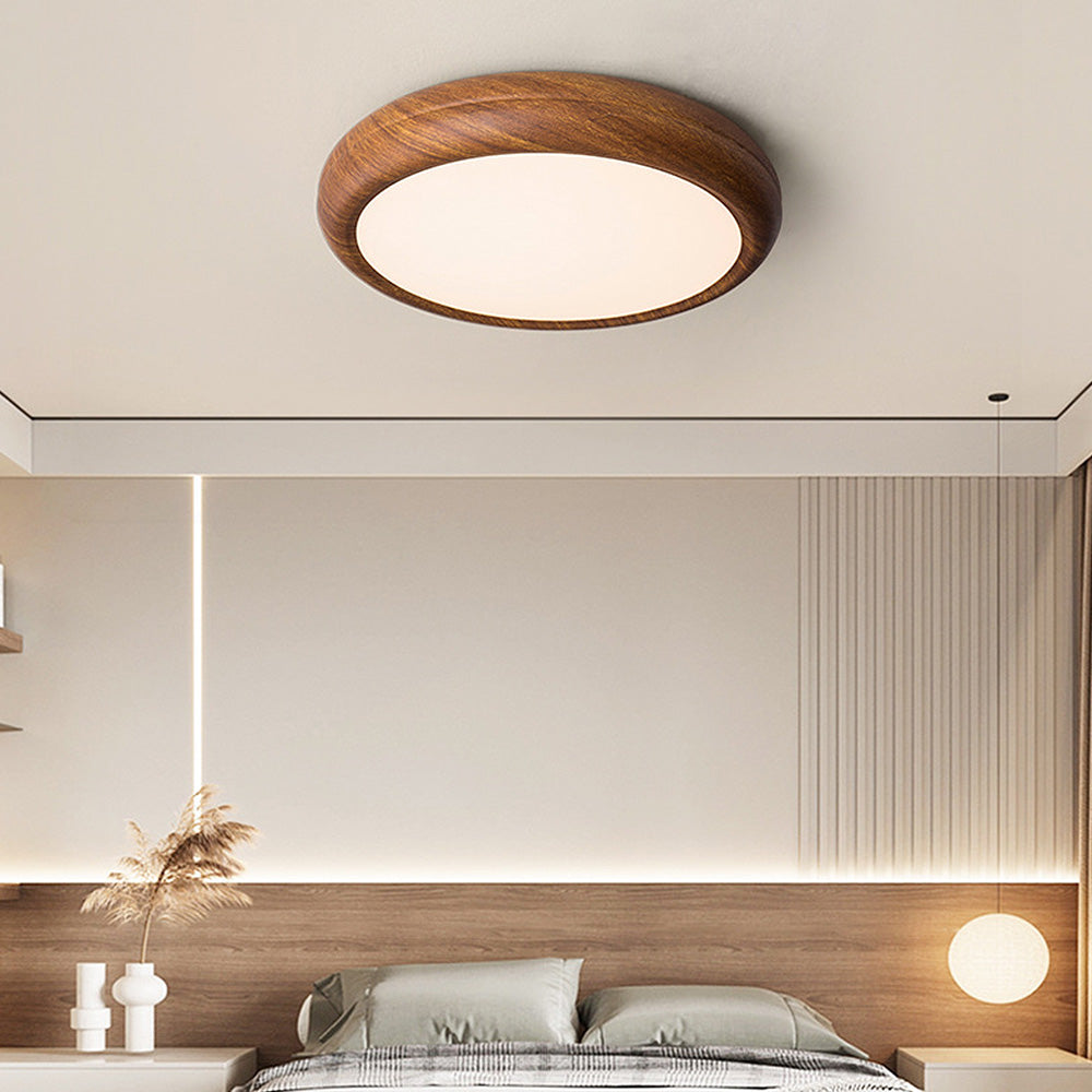 Homdiy LED Ceiling Light Nordic LED Round Walnut Ceiling Lamp For Bedroom Living Room