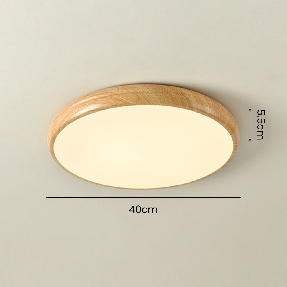 Nordic LED Round Walnut Bedroom Ceiling Lamp -Homdiy
