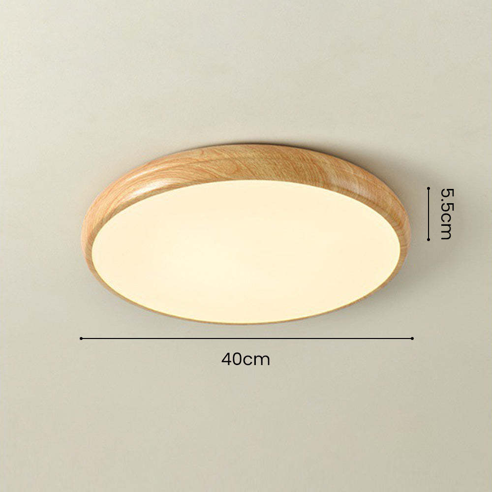 Nordic LED Round Walnut Bedroom Ceiling Lamp -Homdiy