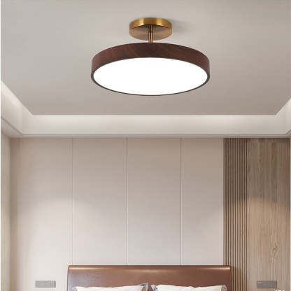 Circle Semi Flush LED Wooden Ceiling Light