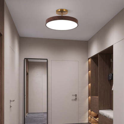 Circle Semi Flush LED Wooden Ceiling Light