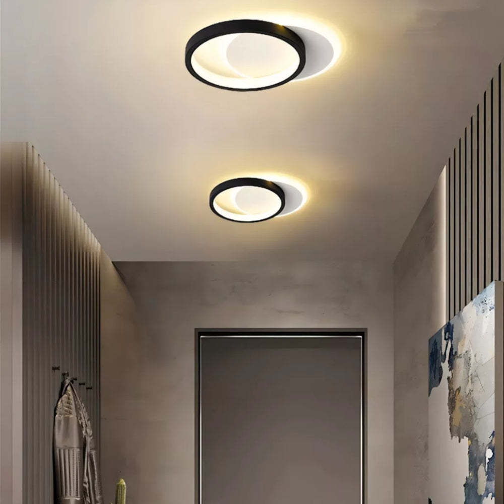 Contemporary Geometric Iron Black Flush LED Ceiling Lights For Bedroom