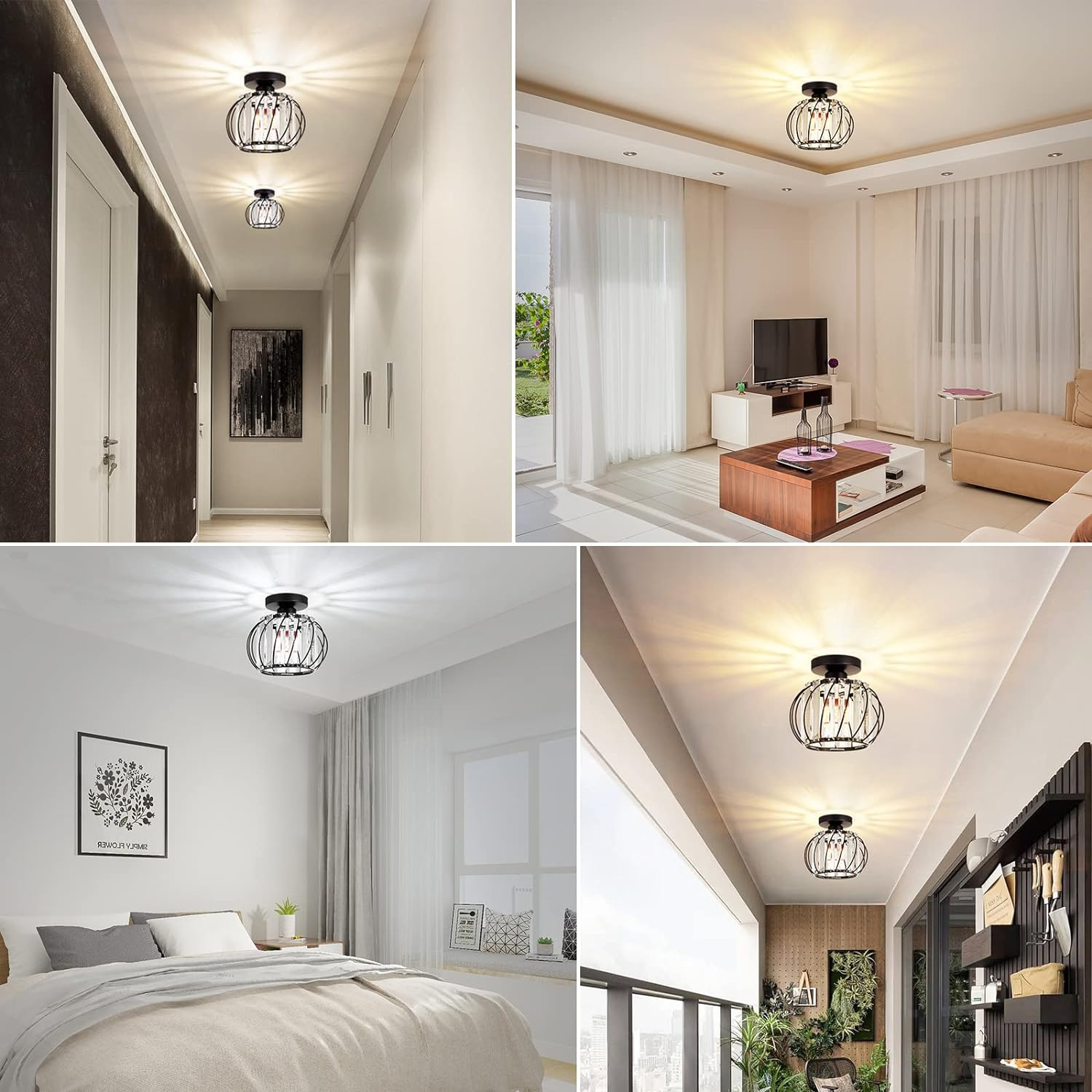 Modern Glass Black Luxury Hallway Ceiling Light