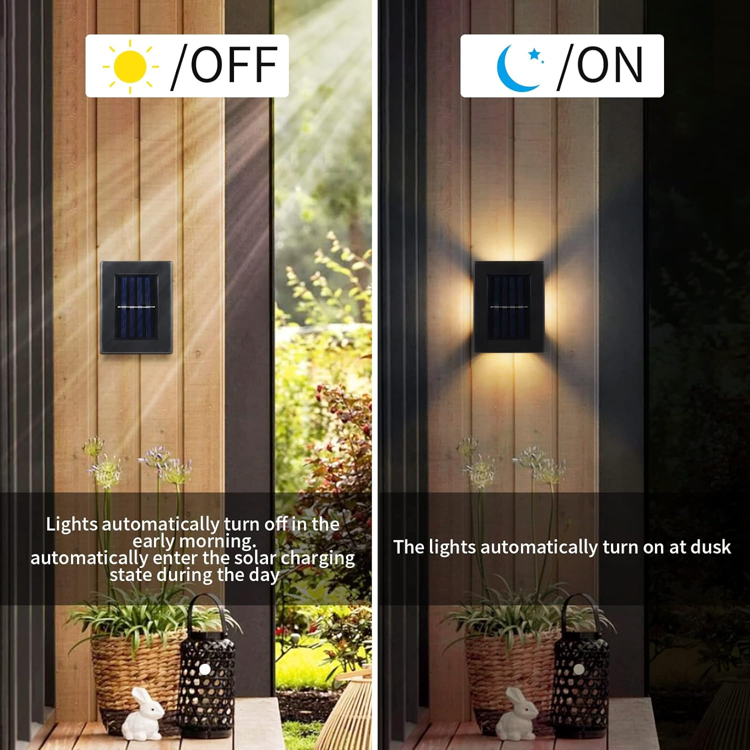 Modern Black Solar IP55 Up Down Outdoor Wall Lights