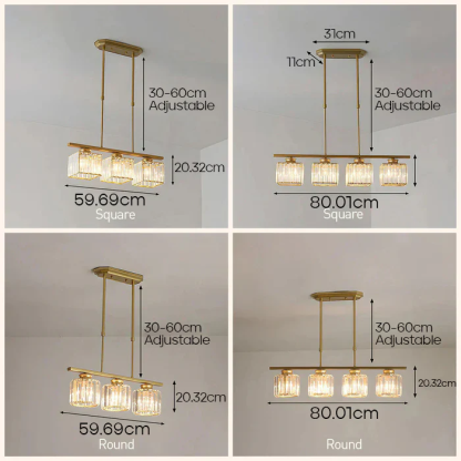 Nordic Multi-Head Designer Long Gold Island Lamps