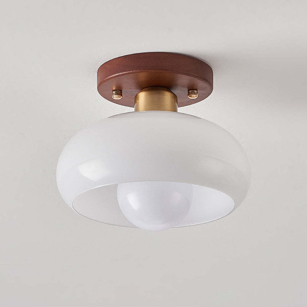 Retro White Hallway Glass Ceiling Light -Lampsmodern