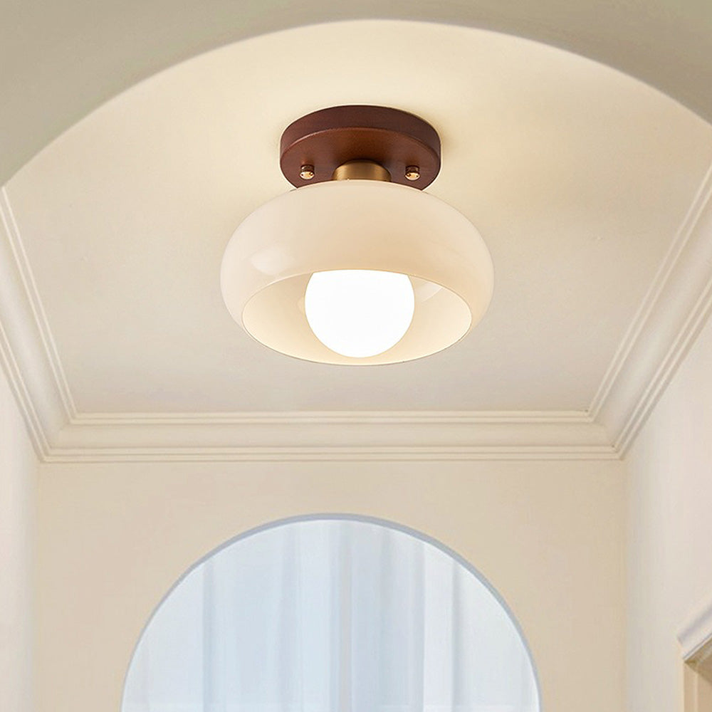 Retro White Hallway Glass Ceiling Light -Lampsmodern