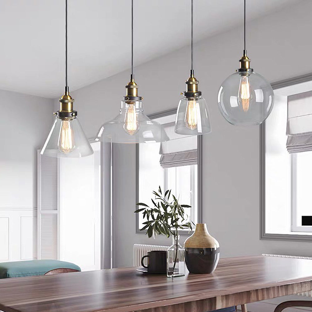 Nordic Simple Clear Glass Bedside Pendant Lighting