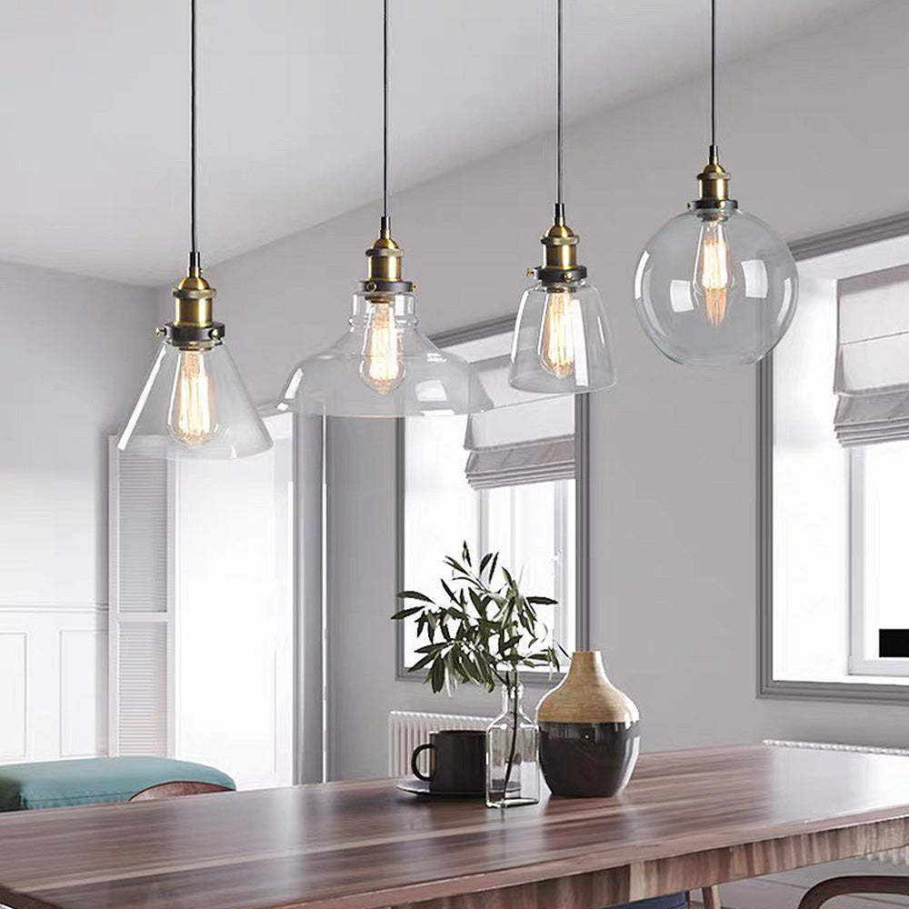 Nordic Simple Clear Glass Bedside Pendant Lighting