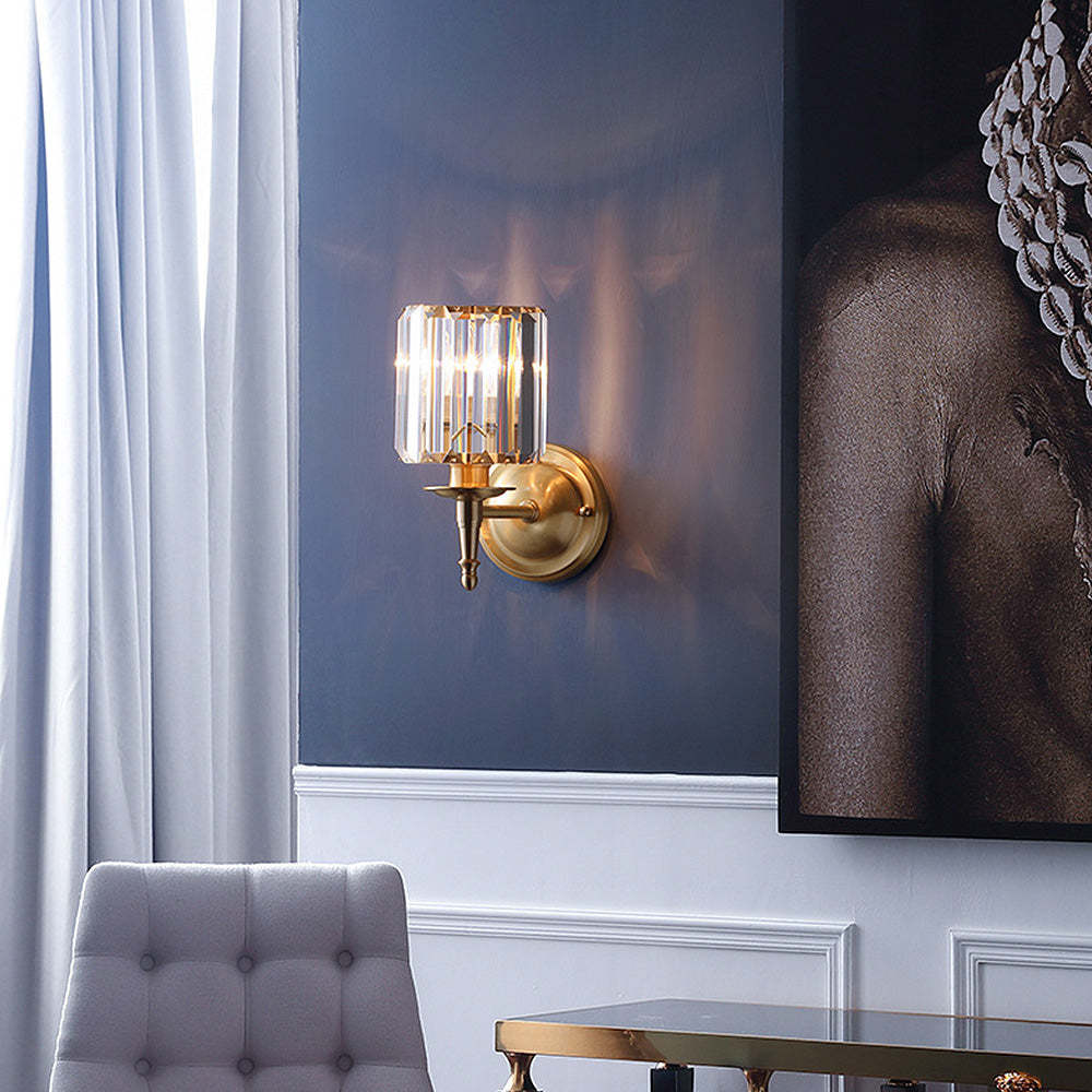 Luxury Clear Crystal Round Small Wall Light
