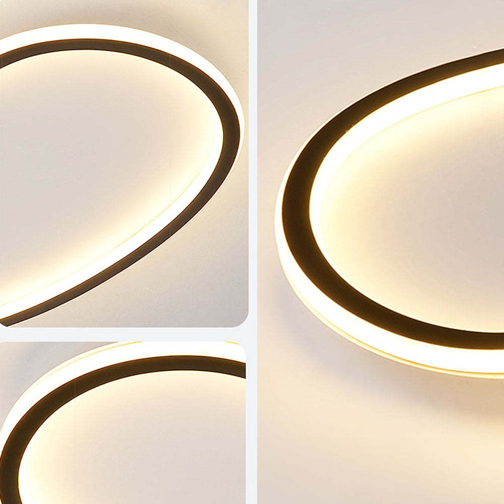 Nordic Simple Oval Black LED Ceiling Light For Bedroom