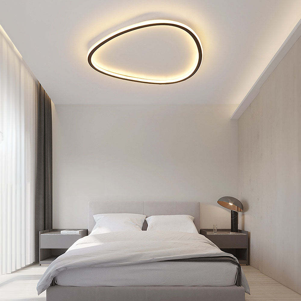 Nordic Simple Oval Black LED Ceiling Light For Bedroom