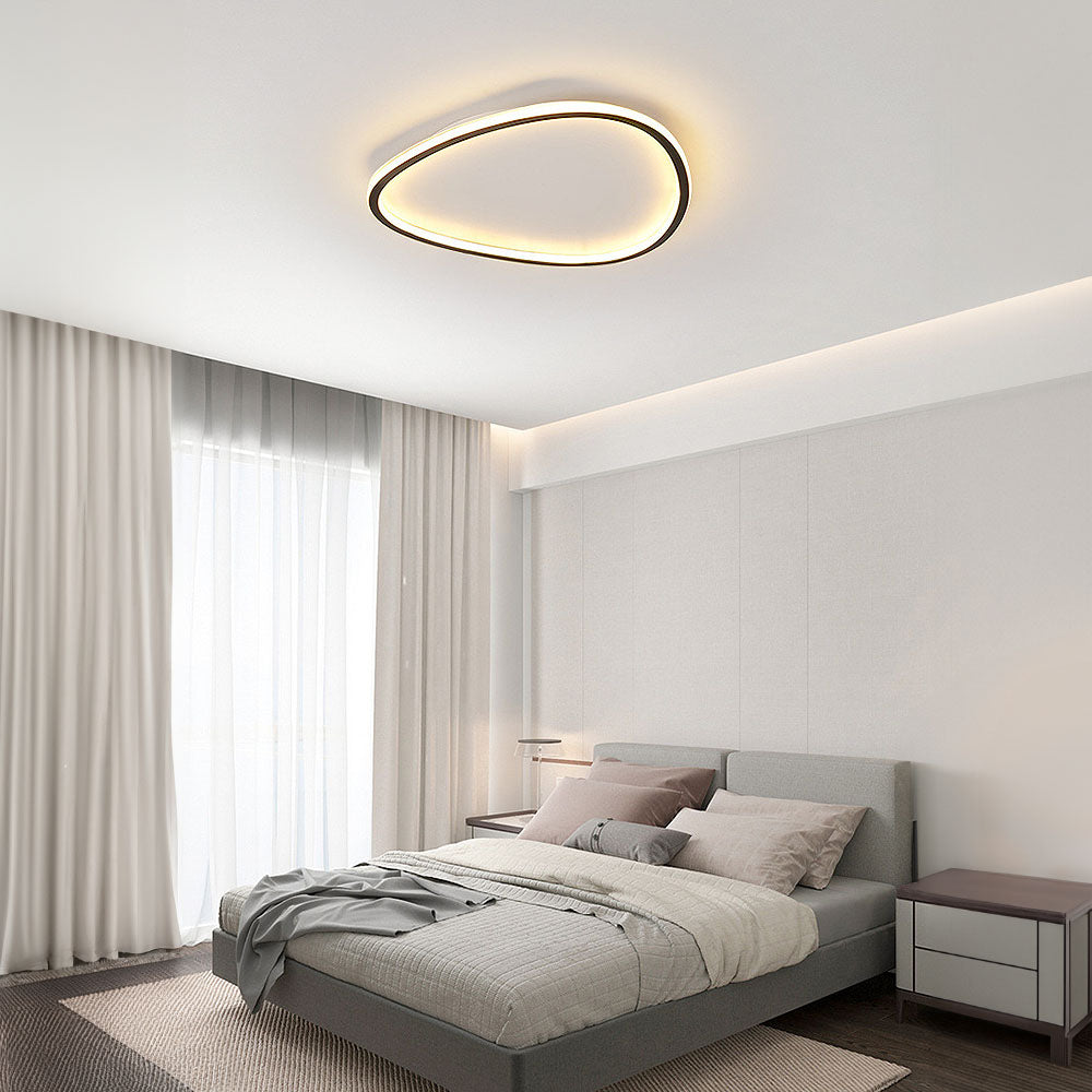 Nordic Simple Oval Black LED Ceiling Light For Bedroom