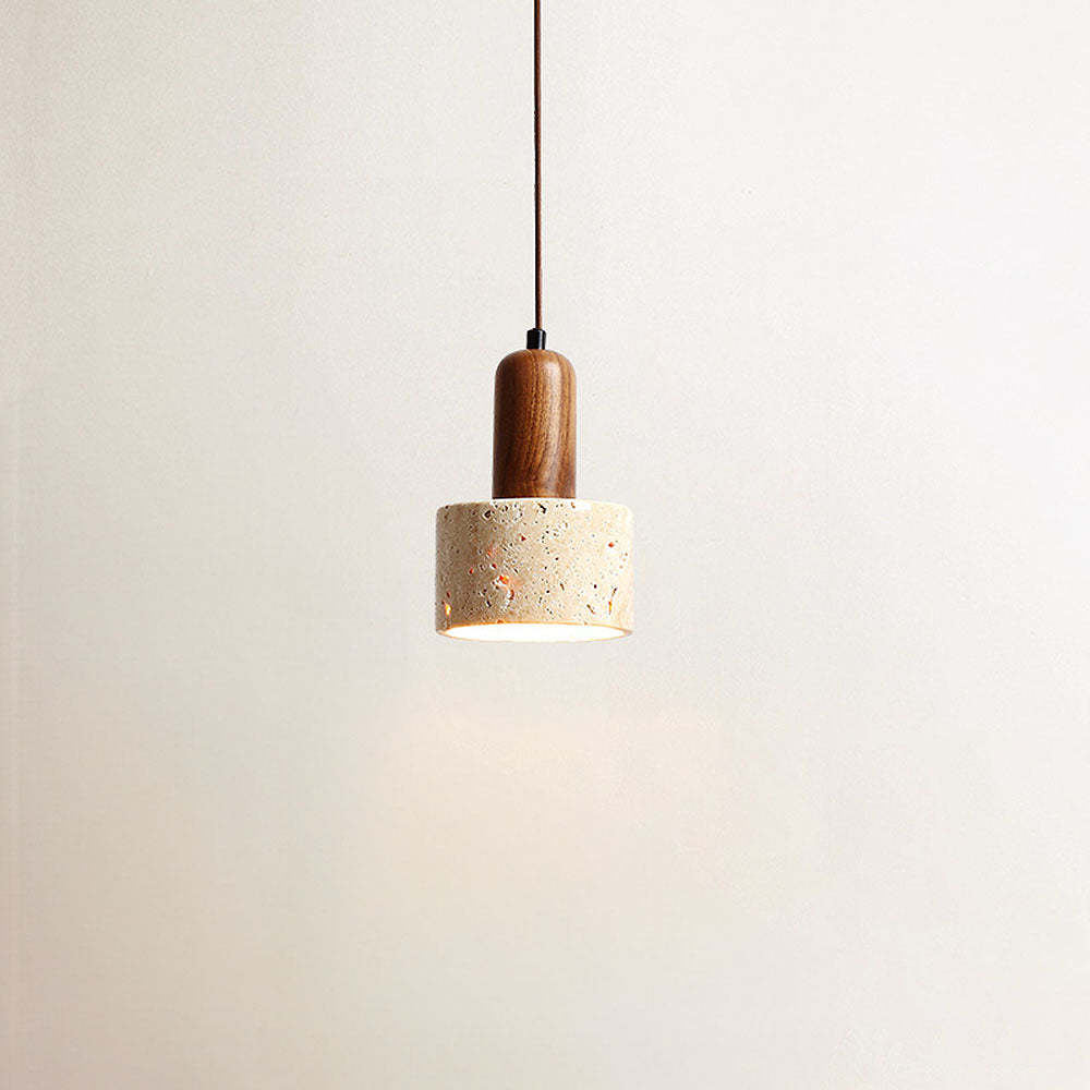 Retro Rustic Natural Stone Pendant Light For Dining Room