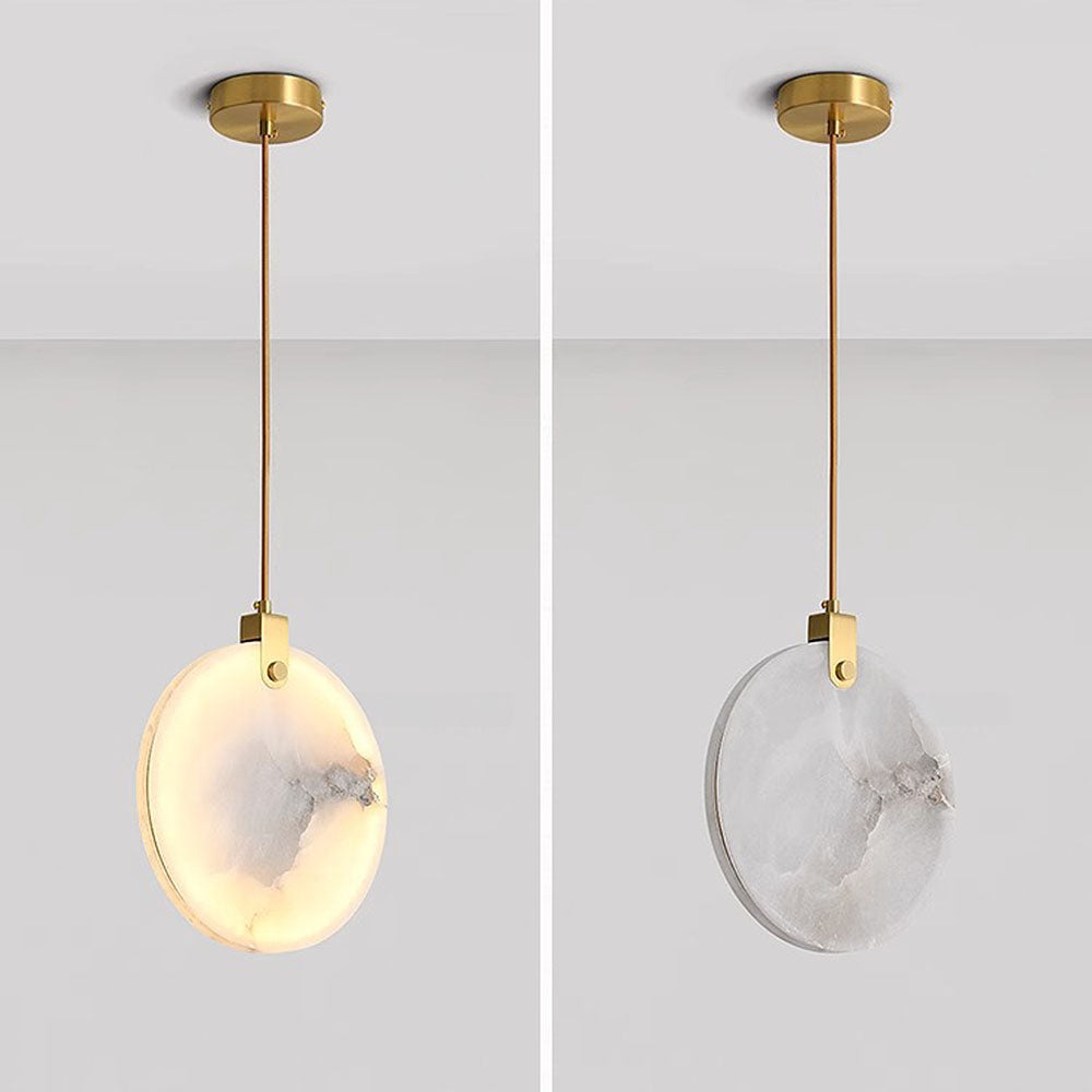 Simple Round LED Alabaster Pendant Lights -Lampsmodern-UK