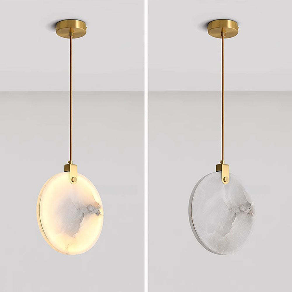Simple Round LED Alabaster Pendant Lights -Lampsmodern-UK