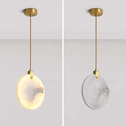 Simple Round LED Alabaster Pendant Lights -Lampsmodern-UK