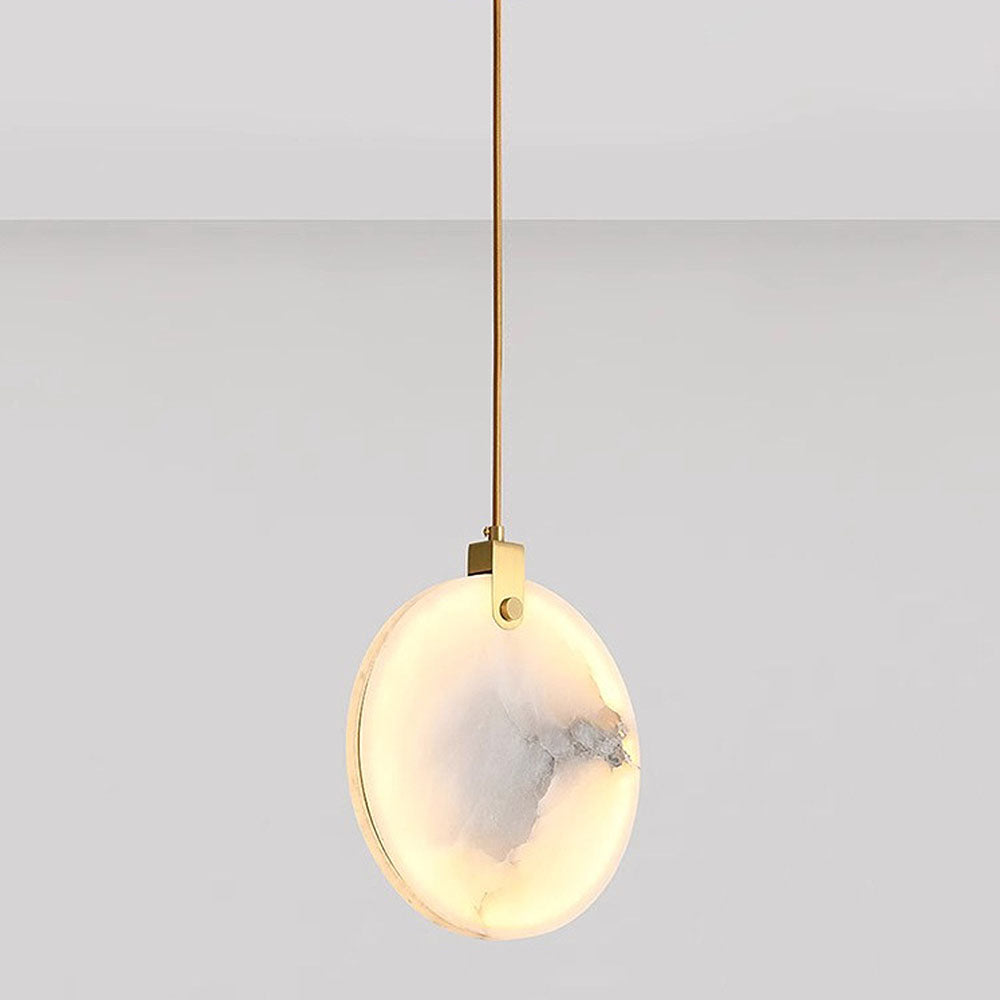 Simple Round LED Alabaster Pendant Lights -Lampsmodern-UK
