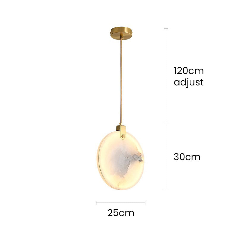 Simple Round LED Alabaster Pendant Lights -Lampsmodern-UK