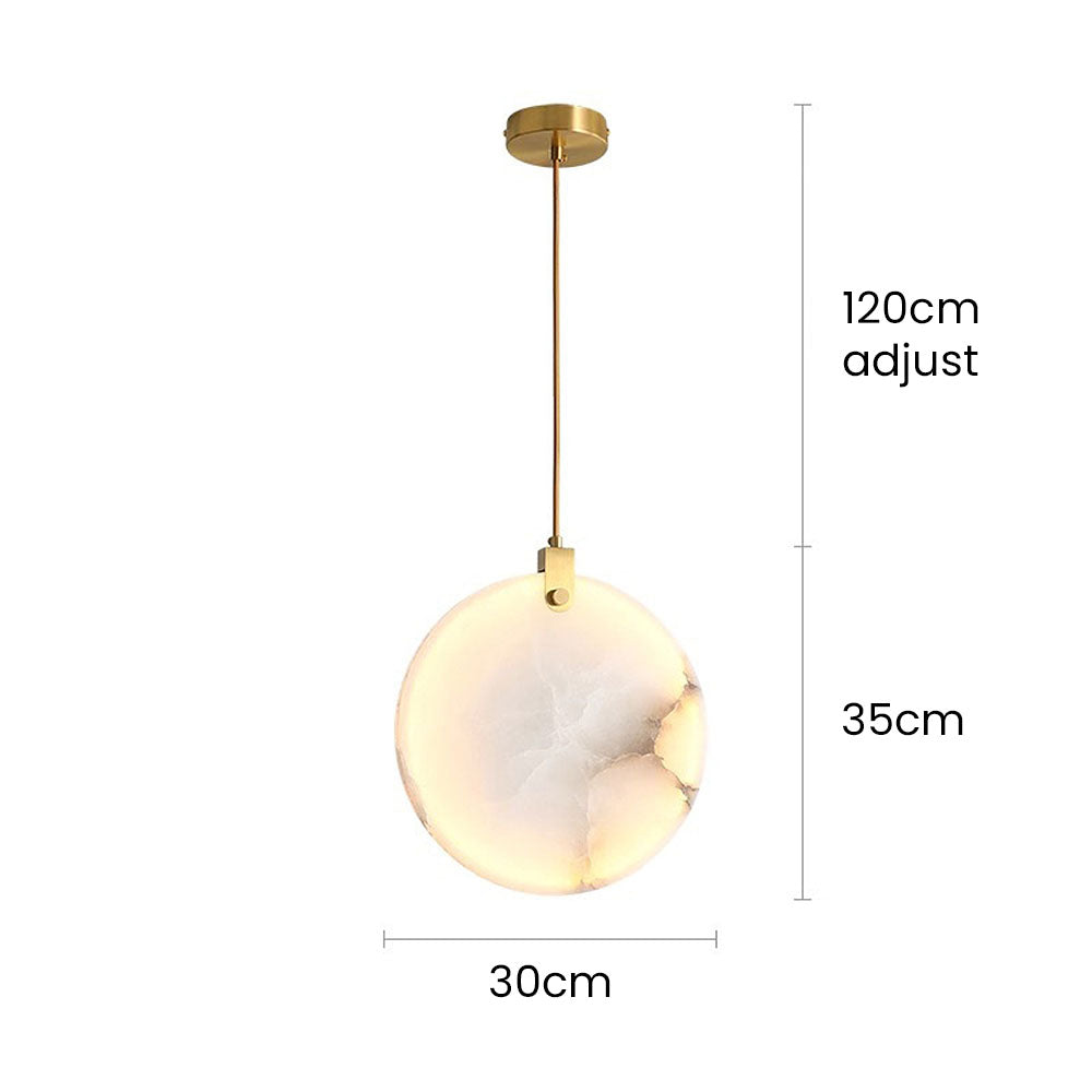 Simple Round LED Alabaster Pendant Lights -Lampsmodern-UK