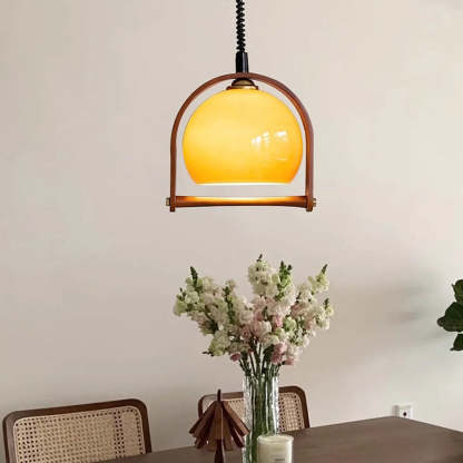Vintage Bauhaus Orange Wood Pendant Lights -Lampsmodern-UK