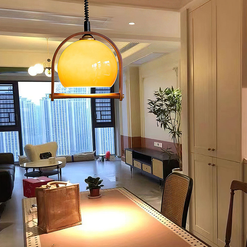 Vintage Bauhaus Orange Wood Pendant Lights -Lampsmodern-UK